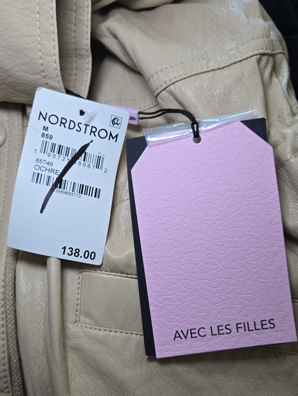 Avec Les Filles Funnel Neck Faux-Ever Leather Anorak Jacket Ochre Womens M NWT - Picture 11 of 16